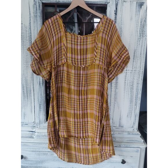 New Anthropologie Gauzy Plaid Mini Dress - Large - Picture 5 of 6